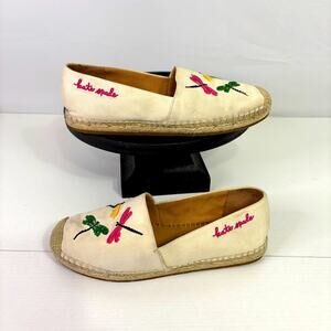 Kate Spade Cream Espadrilles with Firefly Embroidery Size 6